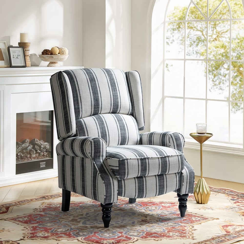 Olympus Upholstered Classic Manual Wingback Recliner with Solid Wood Legs by HULALA HOME