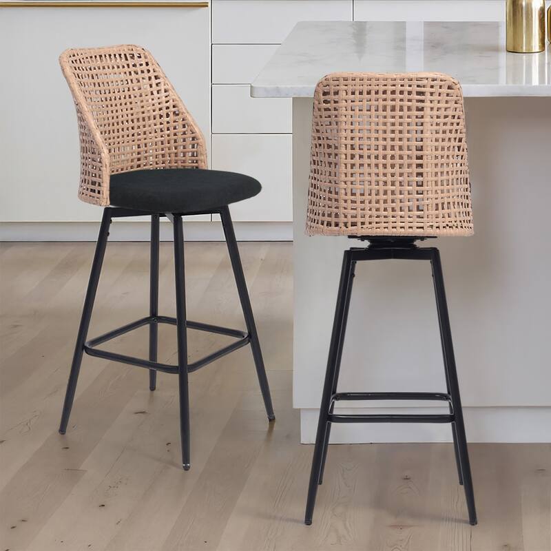 28.8" Indoor Swivel Wicker Barstools