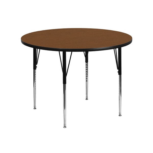 Offex 42'' Round Activity Table with 1.25'' Thick High Pressure Oak Laminate Top and Standard Height Adjustable Legs - N/A