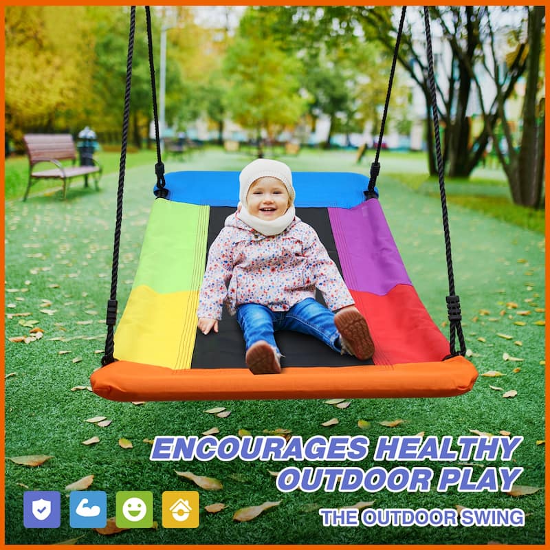 Trekassy 700lb Giant 60" Skycurve Platform Metal Tree Swing for Kids and Adults Wear- Resistant with 2 Hanging Straps - N/A