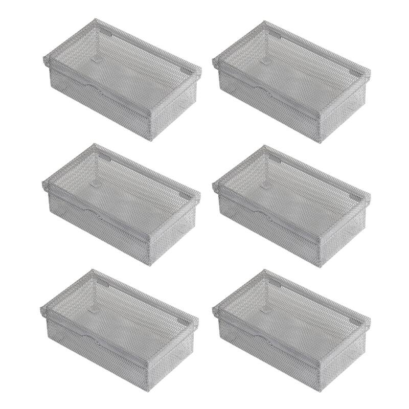 Hinged Mesh Storage Box, School Supply, Office Desktop Organizer, 2307 - Small - Set of 6