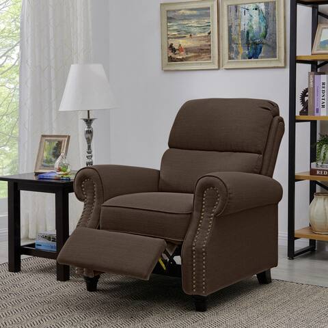 Copper Grove Jessie Brown Linen Push Back Recliner Chair