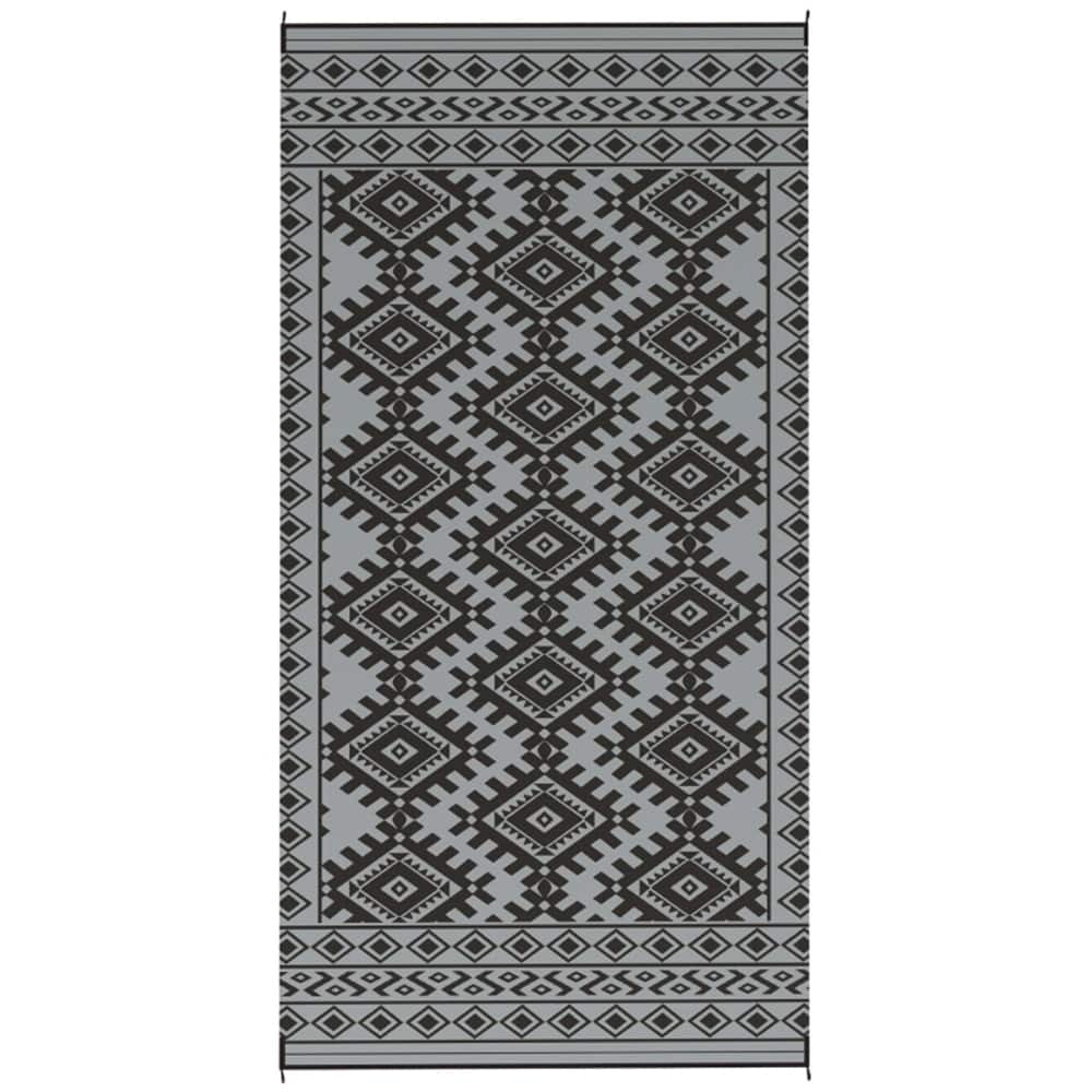 Reversible Outdoor Rug Rhombus Border UV Protected Foldable Camping RV Patio Picnic Mat