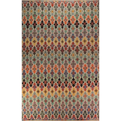 South Western Style Kilim Large Rug Flatweave Wool Carpet - 10'4"x 16'0"
