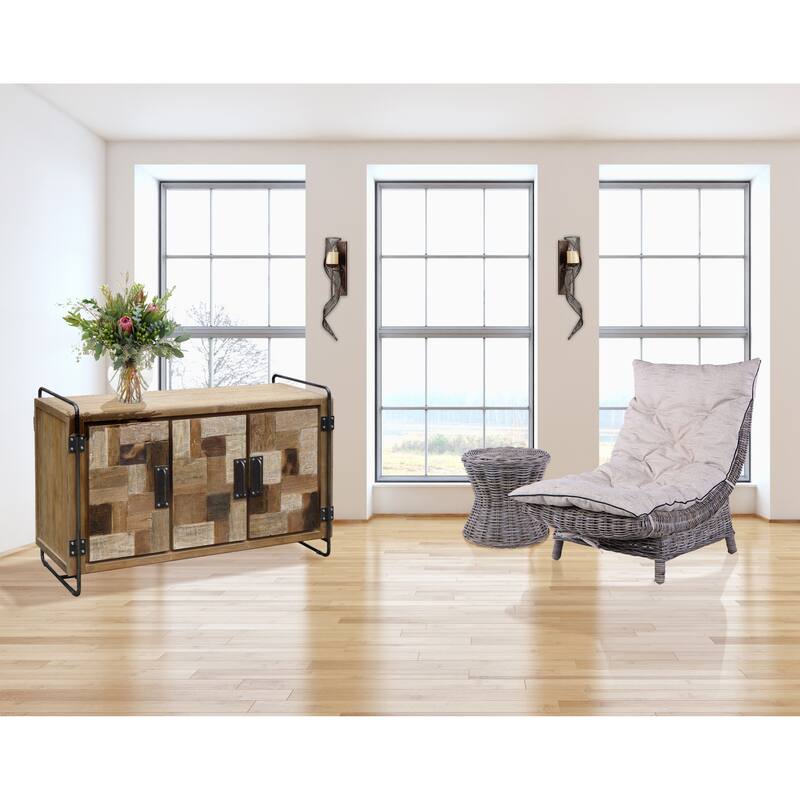 Chic Teak Recycled Teak Wood Mozaik Art Deco Storage Chest / TV Stand