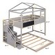 preview thumbnail 4 of 9, Kids Wood Twin Over Full House Bunk Bed with Guardrail & Window