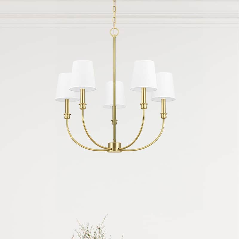 Prominence Home Billet 5-Light Chandelier with Fabric Shades