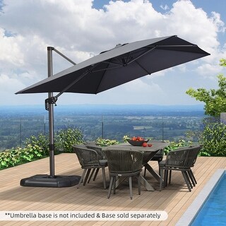 PURPLE LEAF 9 x 11.5 ft 360 Degree Rotation Patio Cantilever Umbrella