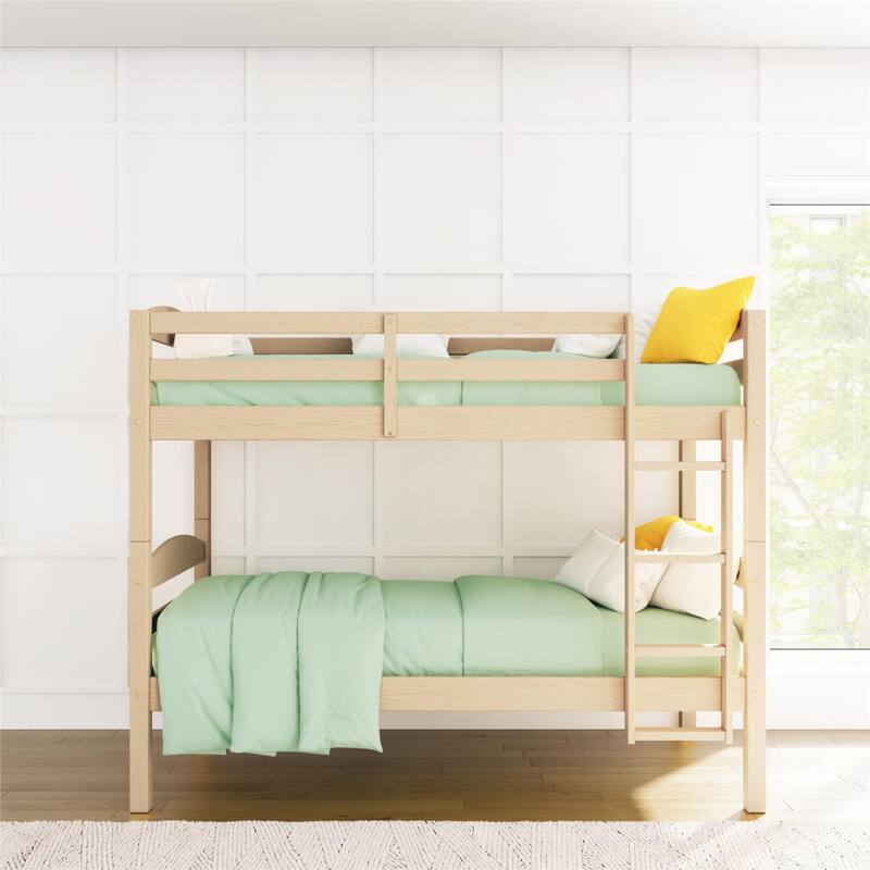 DHP Brady Solid Wood Twin-over-Twin Convertible Bunk Bed