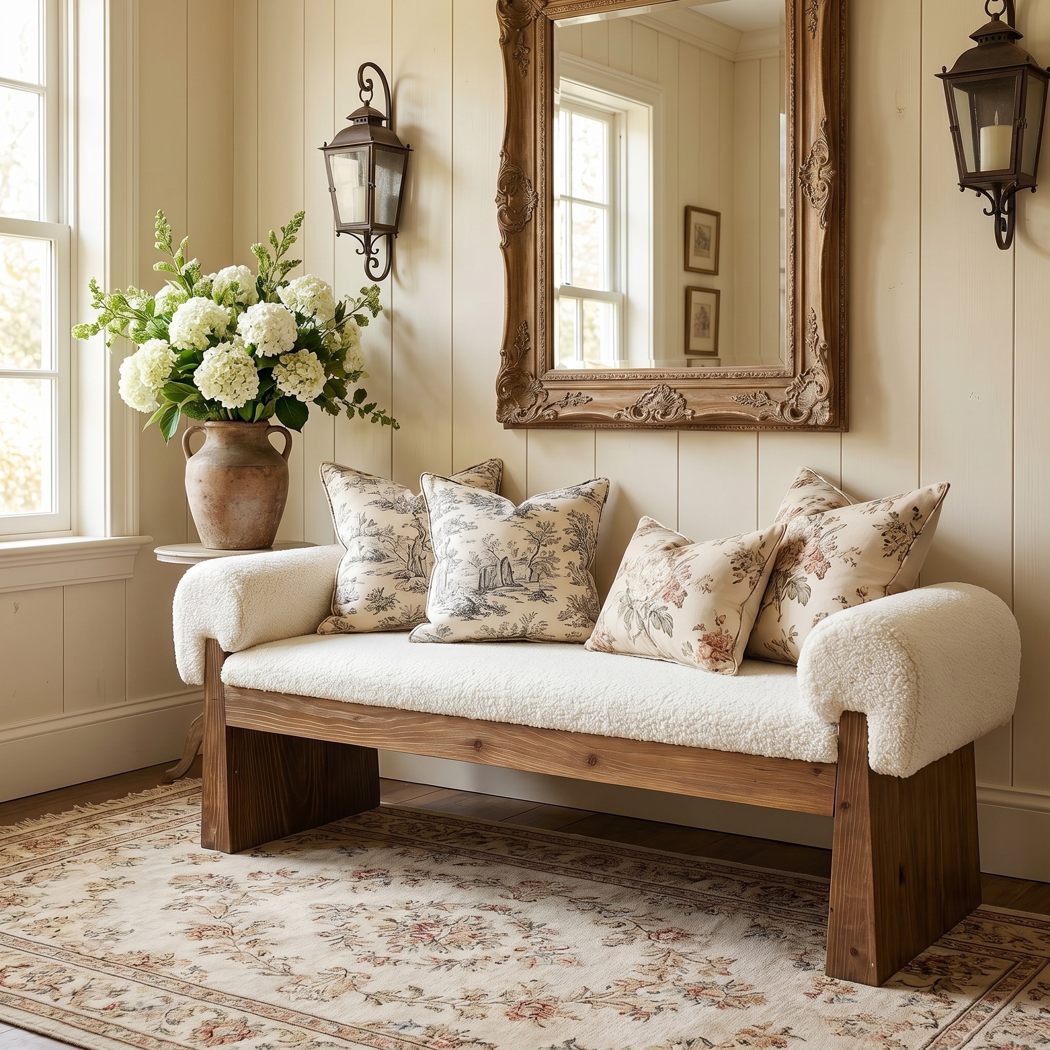 55 Inch Entryway Shoe Bench, Indoor Window Bench, Solid Wood End of Bed Bench with Removable Cushion,