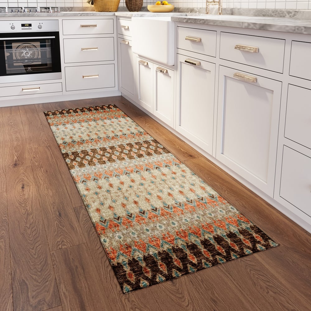 Machine Washable Indoor/ Outdoor Addison Bravado Geometric Ikat Rug