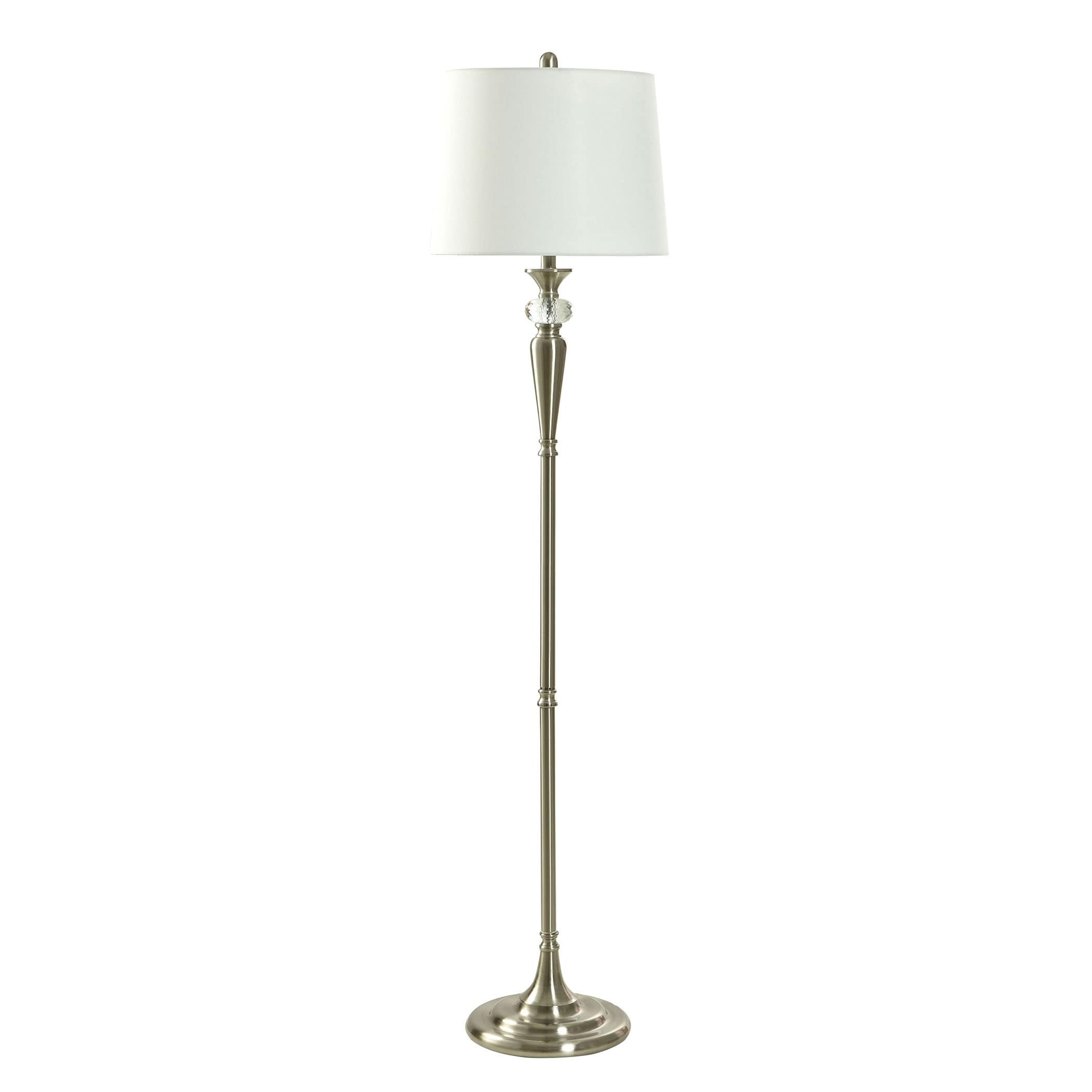 StyleCraft Brushed Steel Floor Lamp - Off White Shade