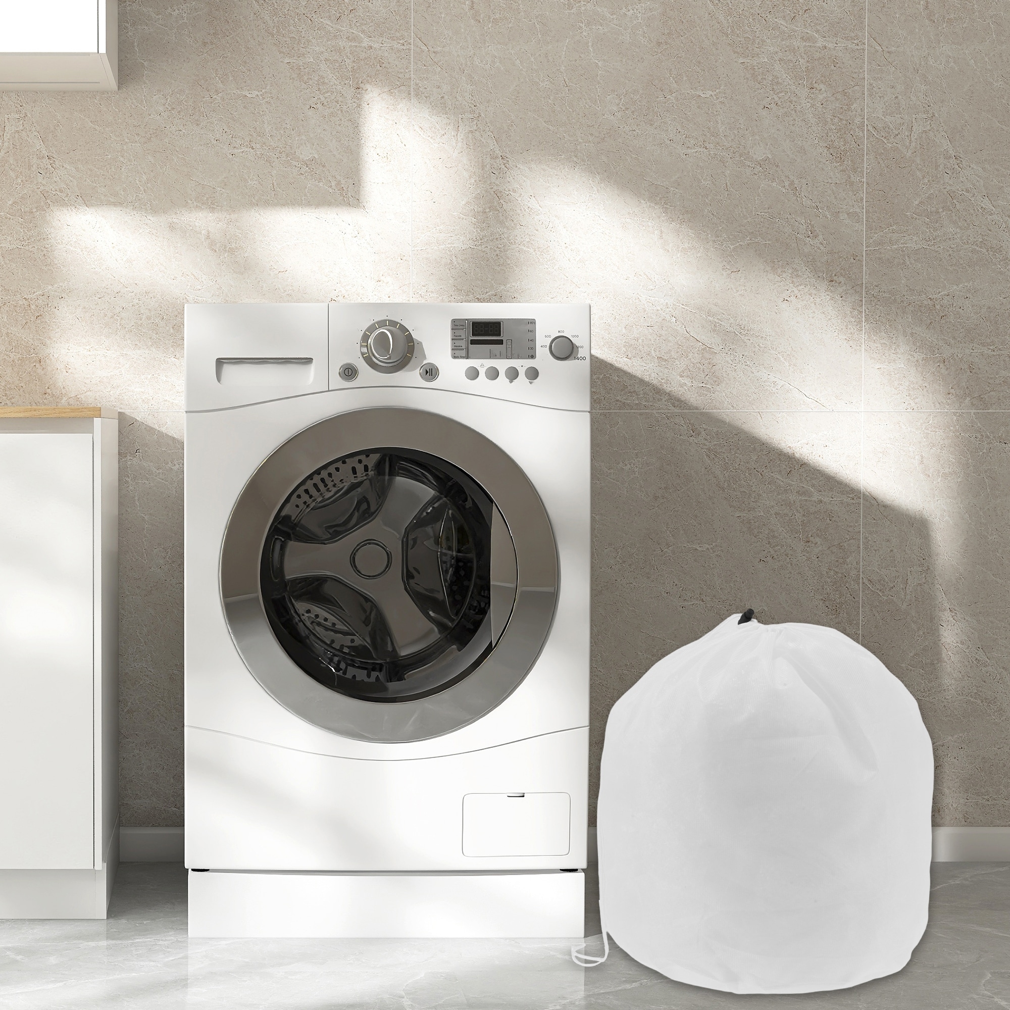 Drawstring S Laundry Bags for Laundry Room Bathroom White