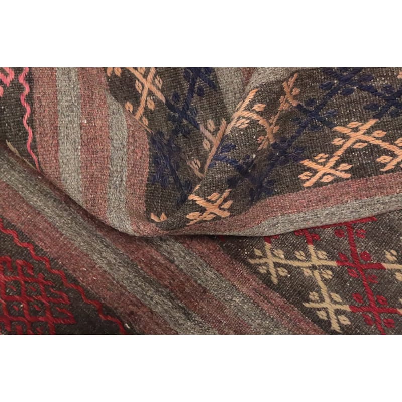 Hand Woven Oriental 100% Wool Carpet Southwestern Tribal Multi-Colored Kilim Area Rug - 11' 5'' X 6' 6''