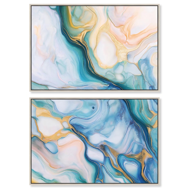 Visions Pastel I Canvas Set of 2 by Art Remedy - 24" x 16" - Silver