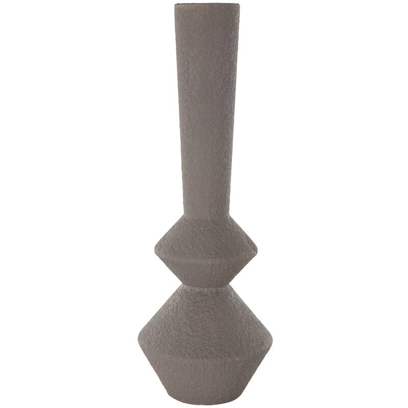 Dark Gray Metal Art Deco Fluted Decorative Vase