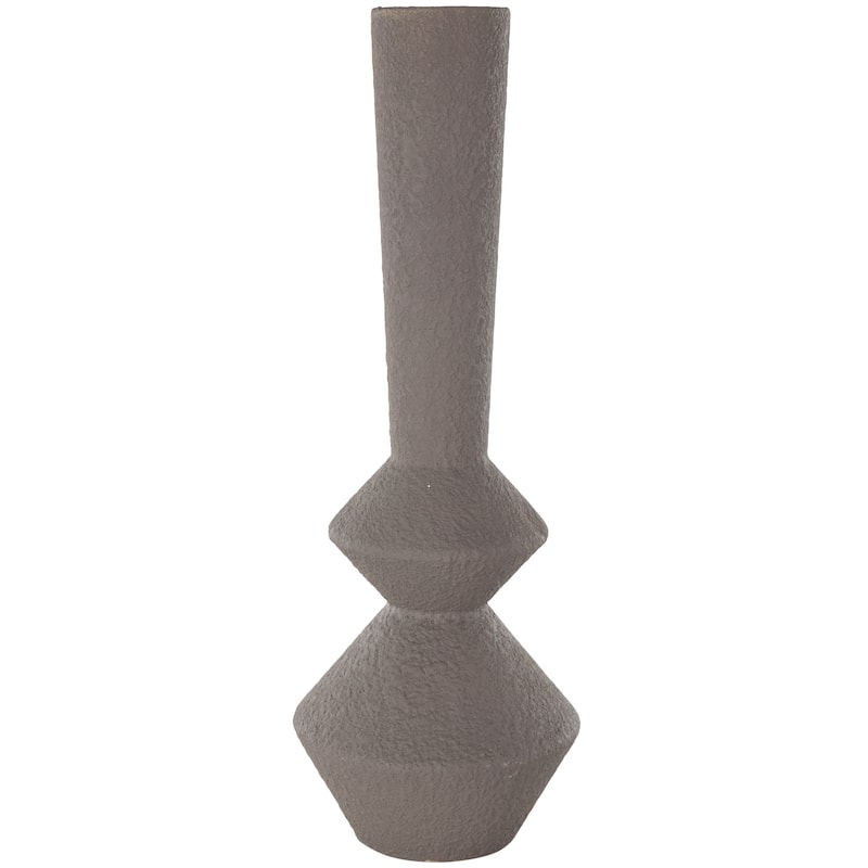 Metal Art Deco Fluted Decorative Vase - Dark Gray - Roche River Decor - Dark Gray
