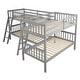 preview thumbnail 3 of 6, Contemporary Design L-Shaped Twin Size Wood Bunk Bed,Ladder on Each Side,Full-Length Guardrail