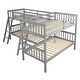 preview thumbnail 5 of 13, Twin Size Wooden L-Shaped Triple Bunk Bed with Ladder, Can be Divided into two L-Shaped Beds, Bedroom Furniture for Kids Teens