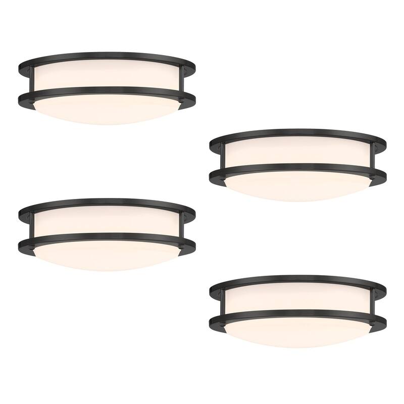 Designers Fountain DC Series 12 in. Modern Brushed Nickel Selectable 5 CCT Integrated LED Flush Mount for Bedrooms, 4-Pack