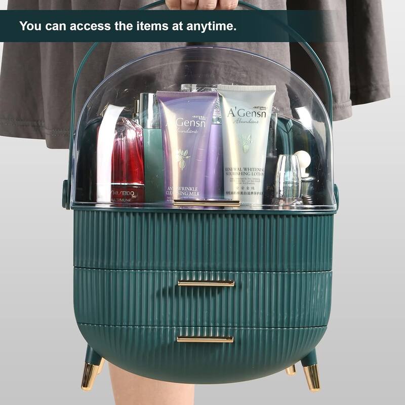 Makeup Organizer,Cosmetics Display Case With 2-Layer Storage Box - 11.2*7.2*14.5in,
