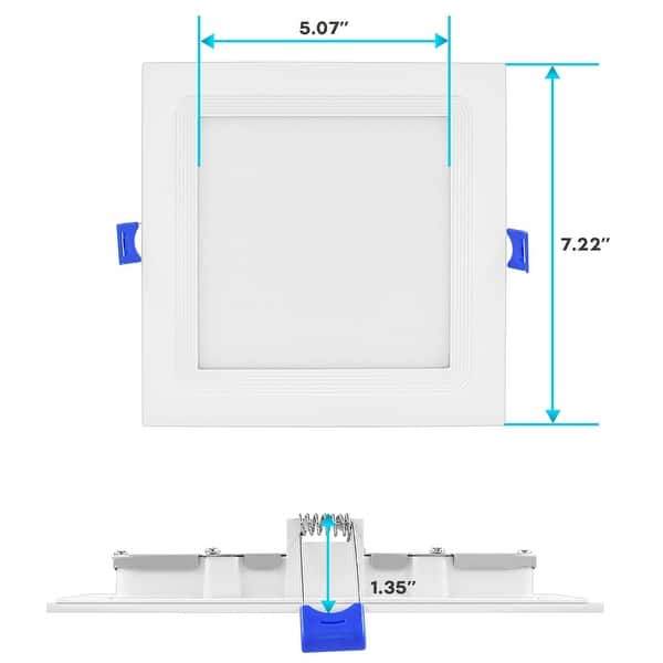 Luxrite 6 Inch Square LED Recessed Lighting, 15W, 5CCT Color Selectable 2700K5000K, 1400 Lumens