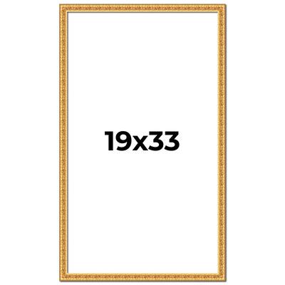 19x33 Frame Gold Real Wood Picture Frame Width 1 inches | Interior