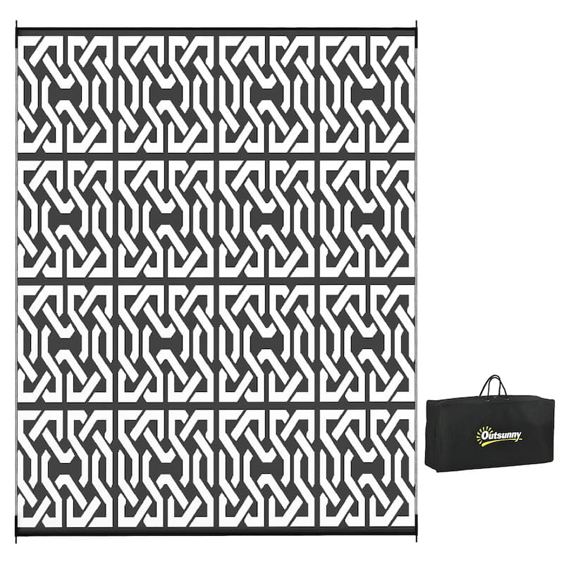 Outsunny Reversible Outdoor Rug, 8' x 10' Waterproof Plastic Straw Floor Mat, Portable RV Camping Carpet - 8' x 10'