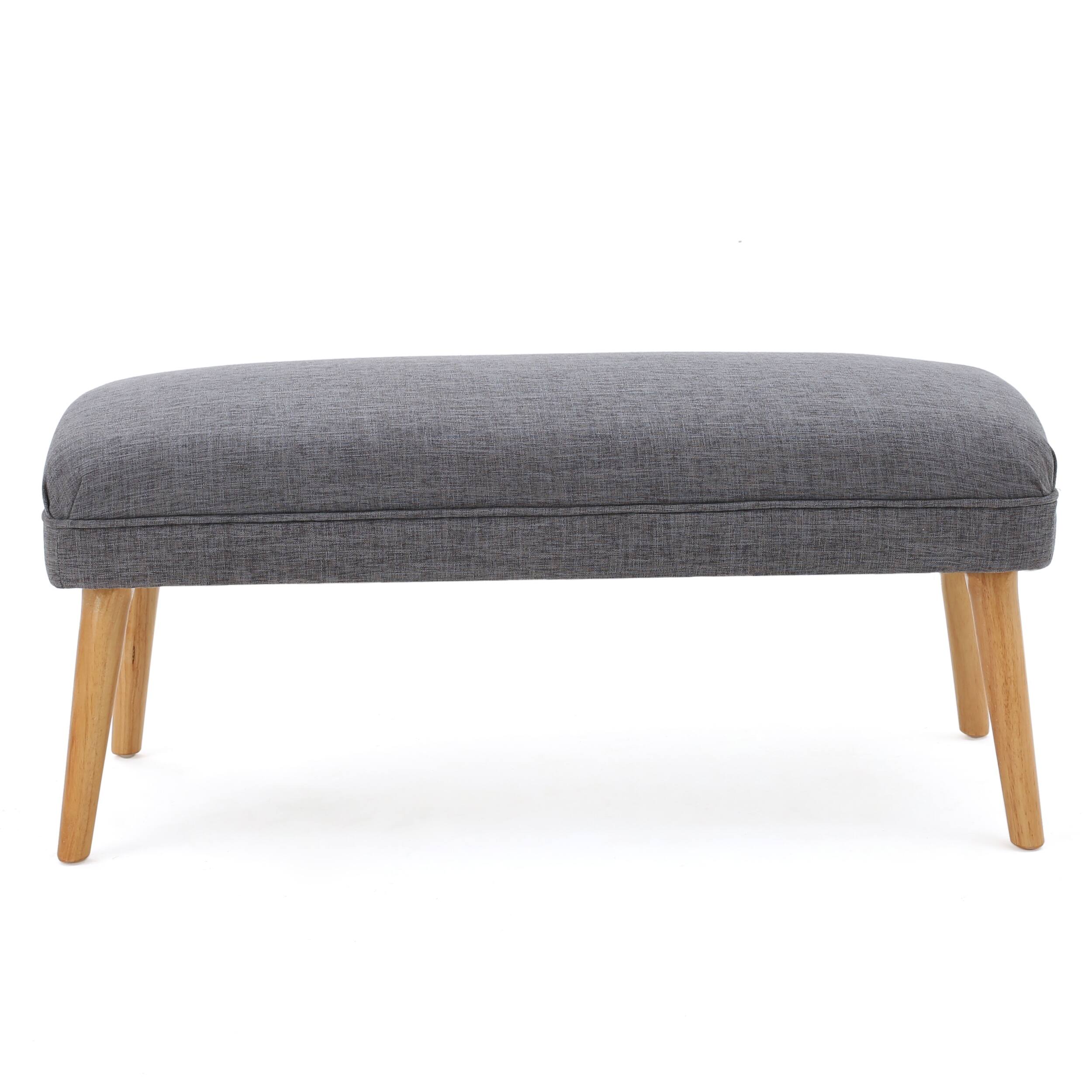 38 Inch Wide Rectangle Ottoman Bench Footstool Linen Look Fabric