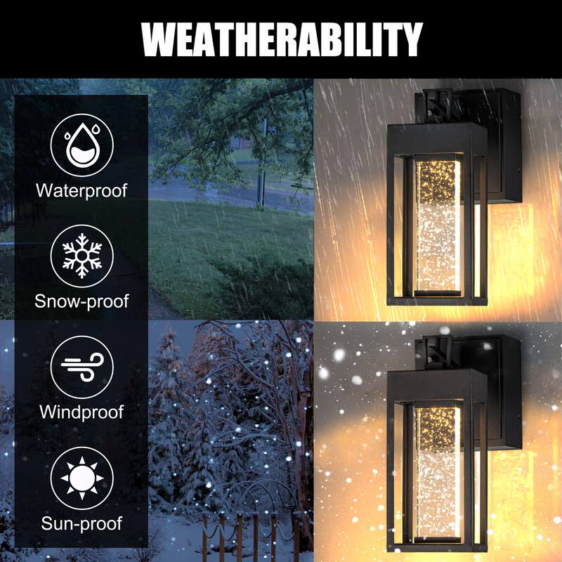 Modern LED Outdoor Black Dusk to Dawn Sensor Wall Lantern Sconce with