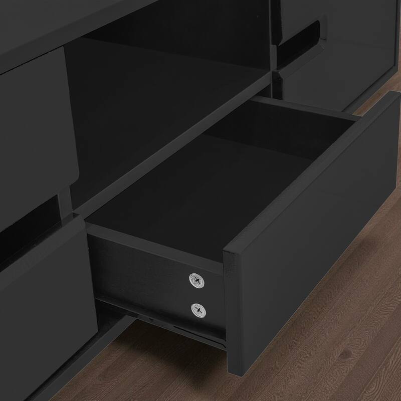 47.2'' Modern High Gloss LED Coffee Table with Storage, Rectangle Center Table with 16 Color Lights for Living Room