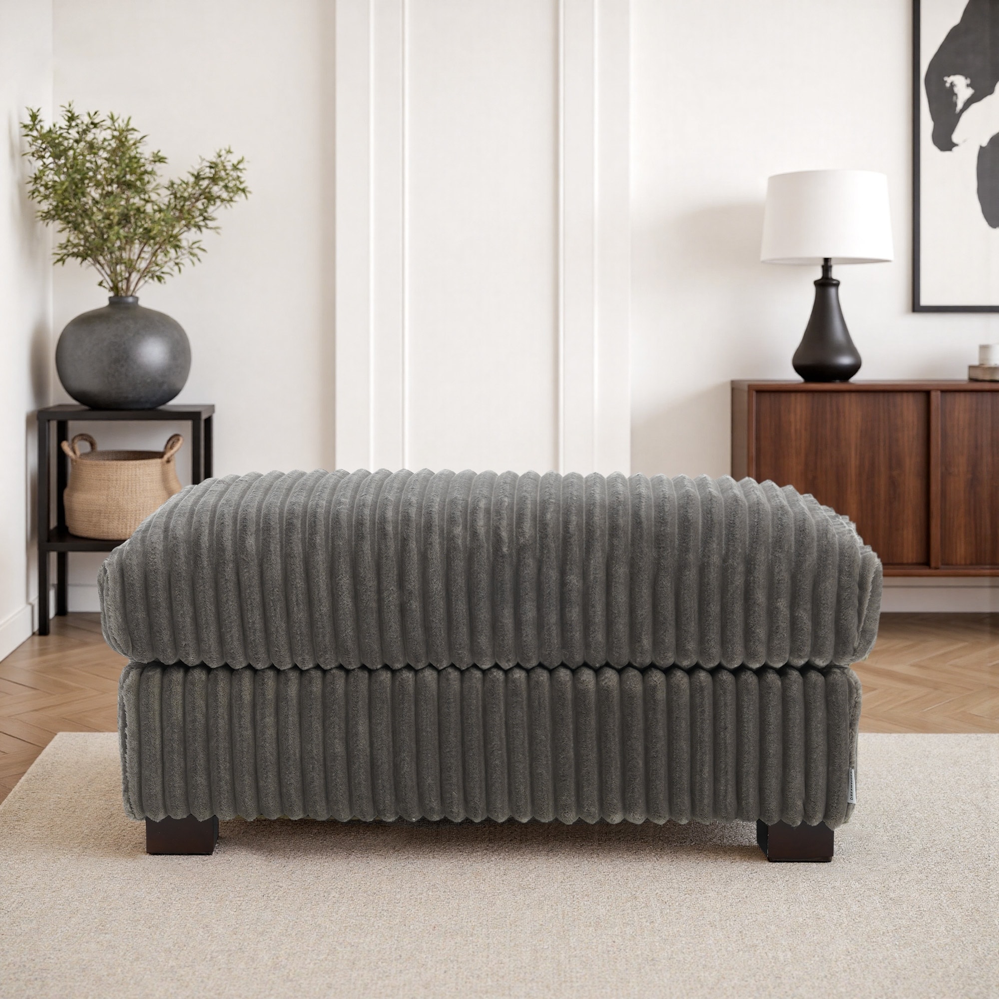 40"W Cotton Flannel Modular Sectional Ottoman