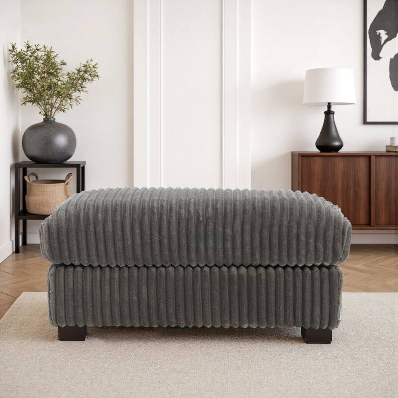40"W Cotton Flannel Modular Sectional Ottoman - Light Grey