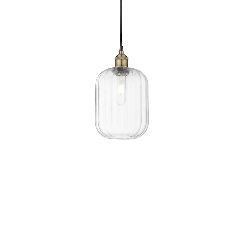 Innovations Lighting 616-1P-12-7 Preston Pendant Preston 7" Wide Mini - Black Antique Brass / Clear