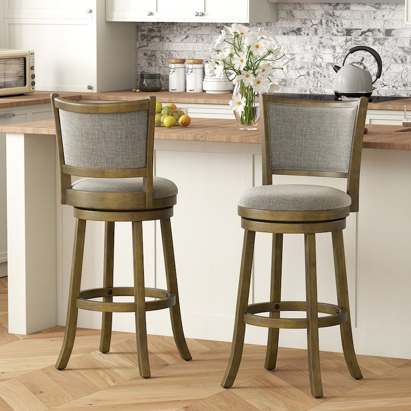 Gymax Swivel Bar Stools Set of 2 30 Inch Bar Height Chairs w/