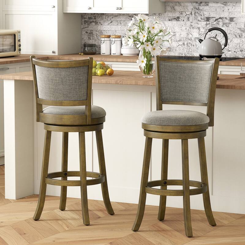 Gymax Swivel Bar Stools Set of 4 30 Inch Bar Height Chairs w/