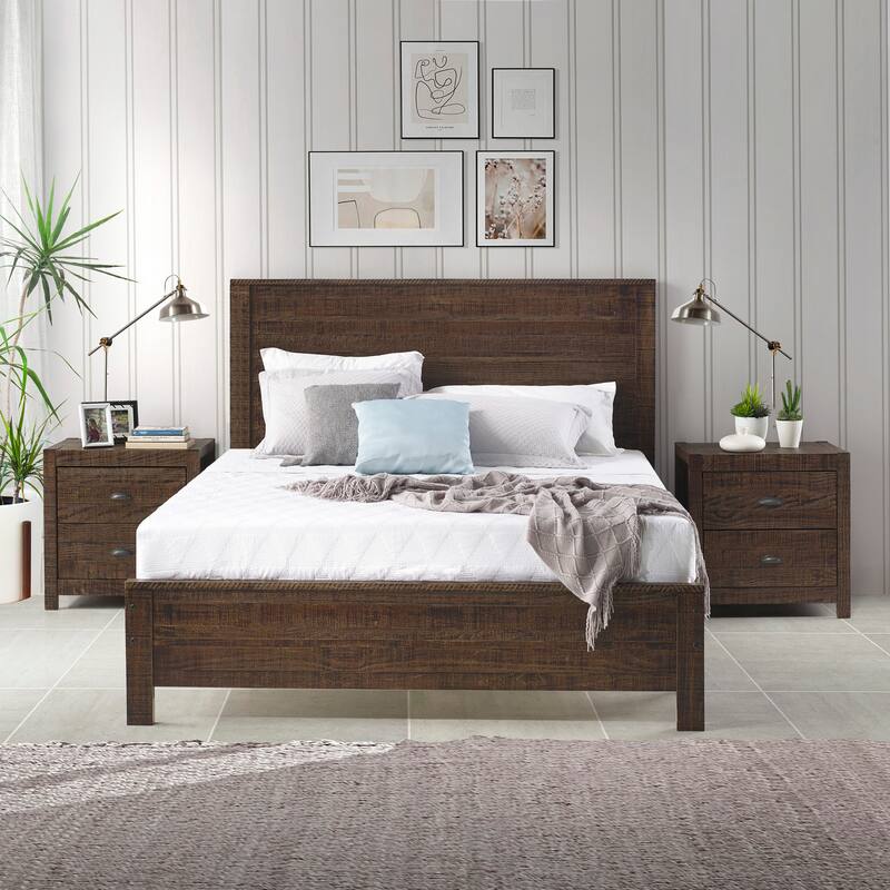 Solid Wood Bed, Modern Rustic Wooden Twin Size Bed Frames Box Spring Needed
