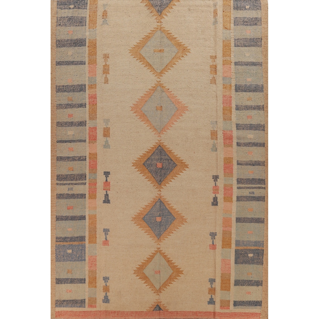Hand Woven Oriental 100% Jute Carpet Southwestern Modern Beige & Ivories Kilim Area Rug - 12' 6'' X 9' 4''