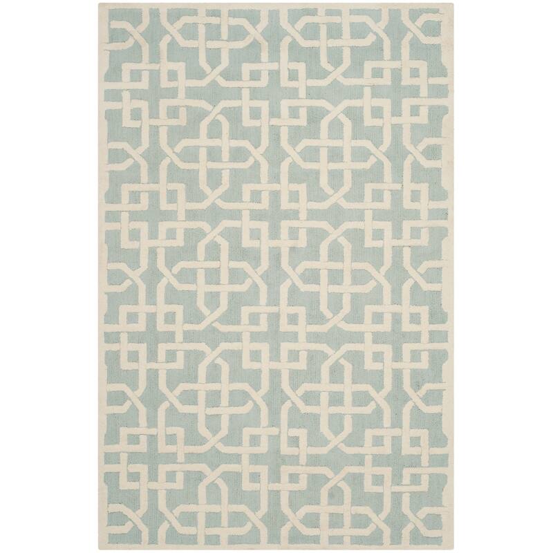 SAFAVIEH Handmade Newport Ximena Modern Cotton Rug - 3'9" x 5'9" - Light Blue/White