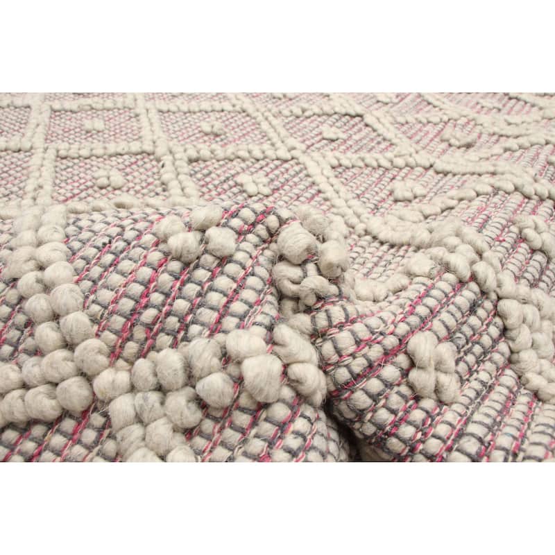 ECARPETGALLERY Braid weave Sienna Grey Wool Rug - 5'1 x 7'6