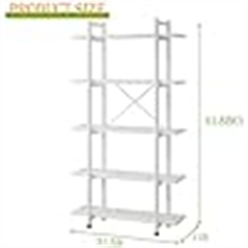 5 Tiers Bookshelf Organizer Industrial Shelf - 10.8"D x 31.5"W x 62"H