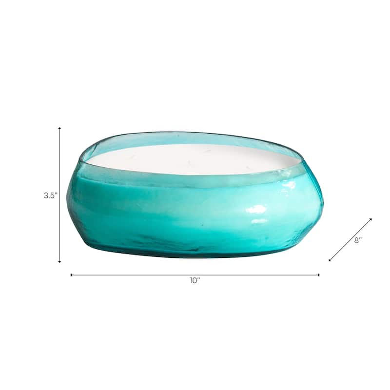 Glass and Wax Decorative Candle Bowl Modern Glam Sculptural Design - 10" x 8" x 3.5"