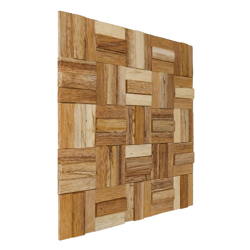 11 7/8"W x 11 7/8"H x 1/2"P Woodland Wood Mosaic Wall Tile, Old Boat Wood - 11 7/8"W x 11 7/8"H x 1/2"P
