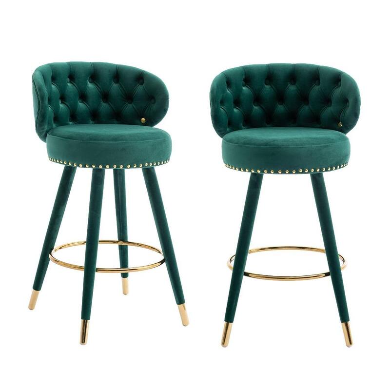 HOMEFUN Counter Height Bar Stools Set of 2 for Kitchen Counter Solid Wood Legs with a fixed height of 360 degrees