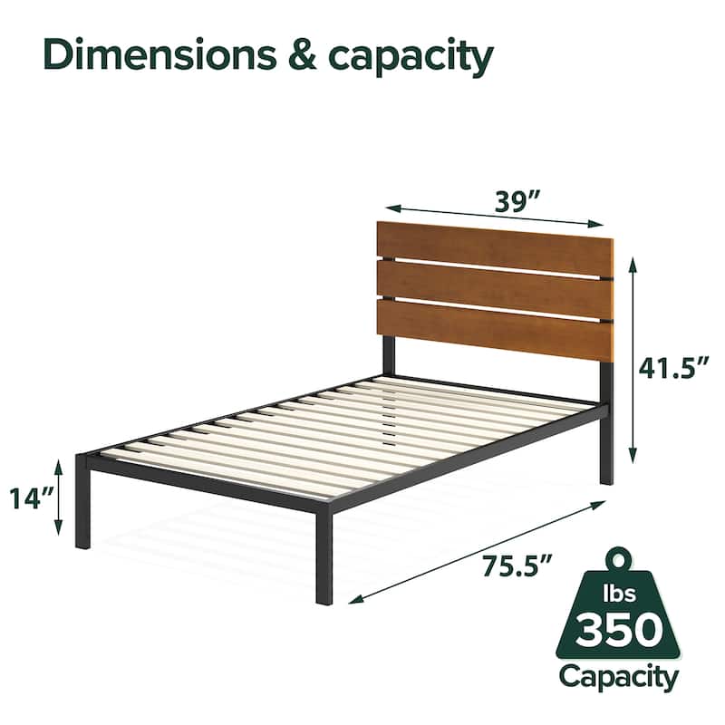 Priage by ZINUS Natural Metal Platform Bed Frame