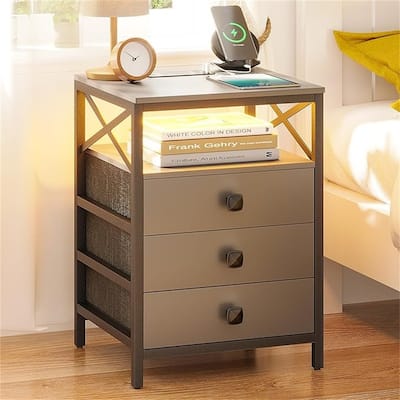 LED Nightstand with Wireless Charging Station