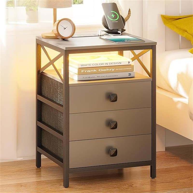 LED Nightstand with Wireless Charging Station