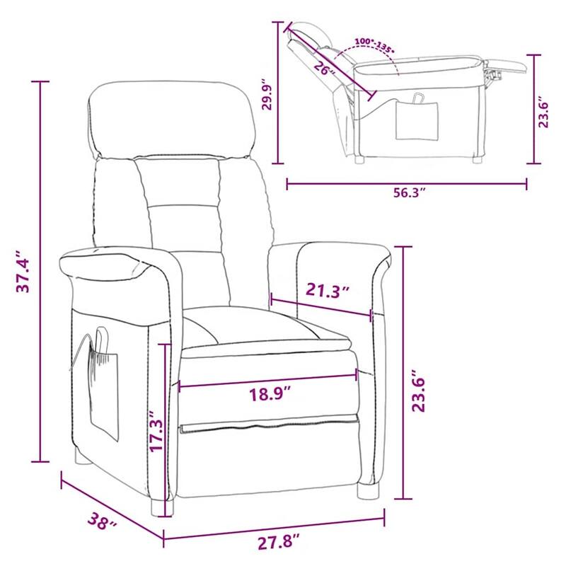vidaXL Massage Chair Dark Grey/Light Grey/Cream Microfibre Fabric