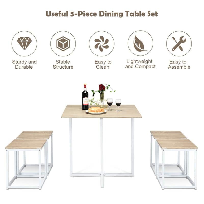 5 pcs Dining Table And Chairs Set Compact Space Bar