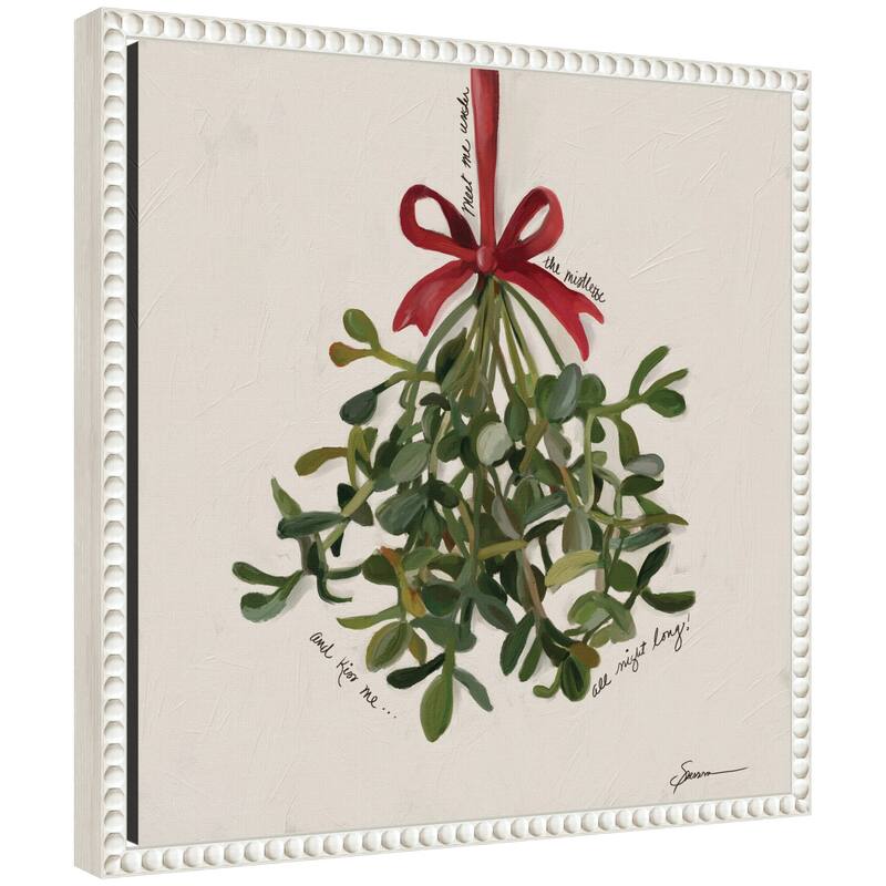 Kate and Laurel Mistletoe by Mary Sparrow Framed Canvas Wall Art Print - 16x16